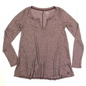 Hollister split V neck ribbed long sleeve tee